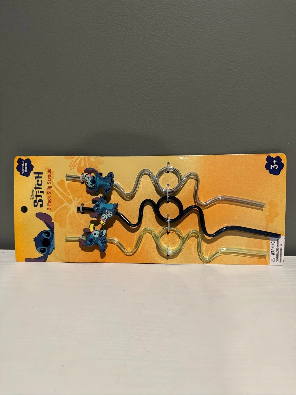 Disney Stitch Silly Straws 3-Pack (Blue, Black, Clear)